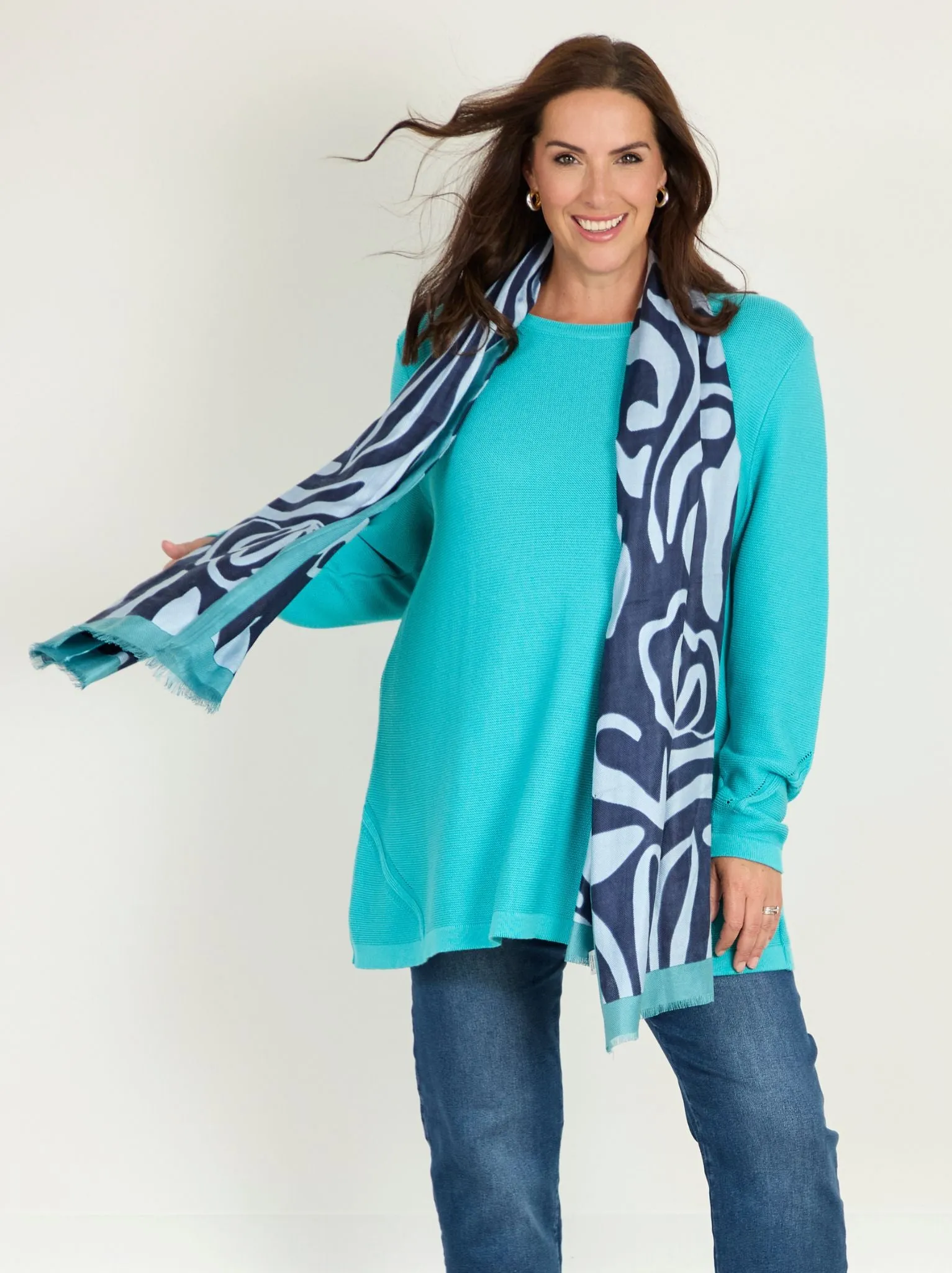 AntiSnag Surface Easy Layering Margaret Knitted Jumper - Aqua