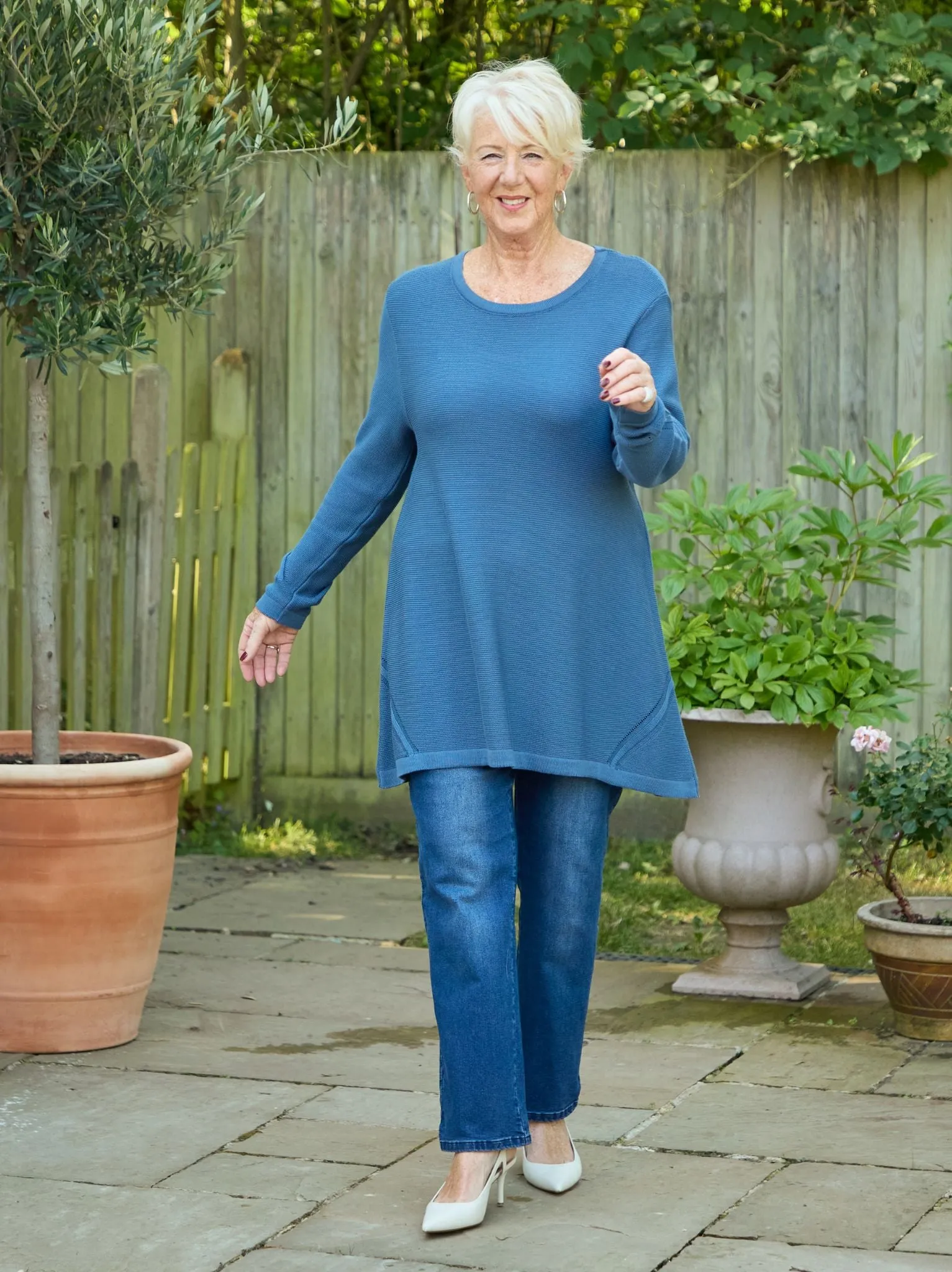 Lounge Vibe Garment Dye Process Margaret Knitted Jumper - Denim Blue