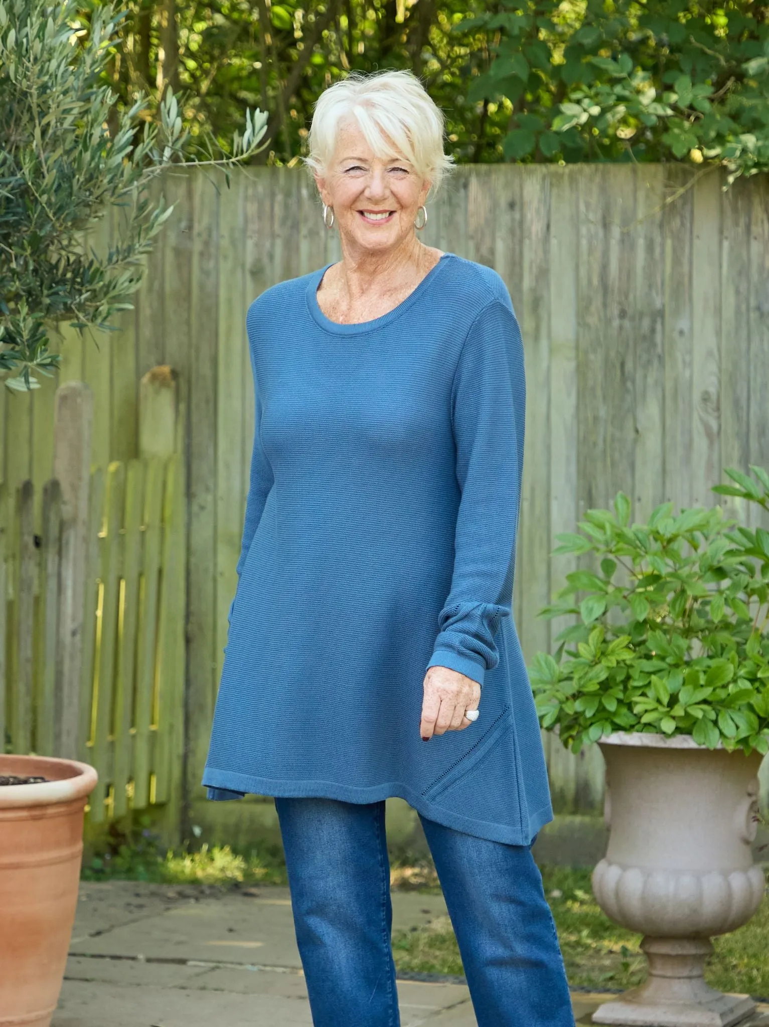 QuickDry Fibers Functional Drape Margaret Knitted Jumper - Denim Blue