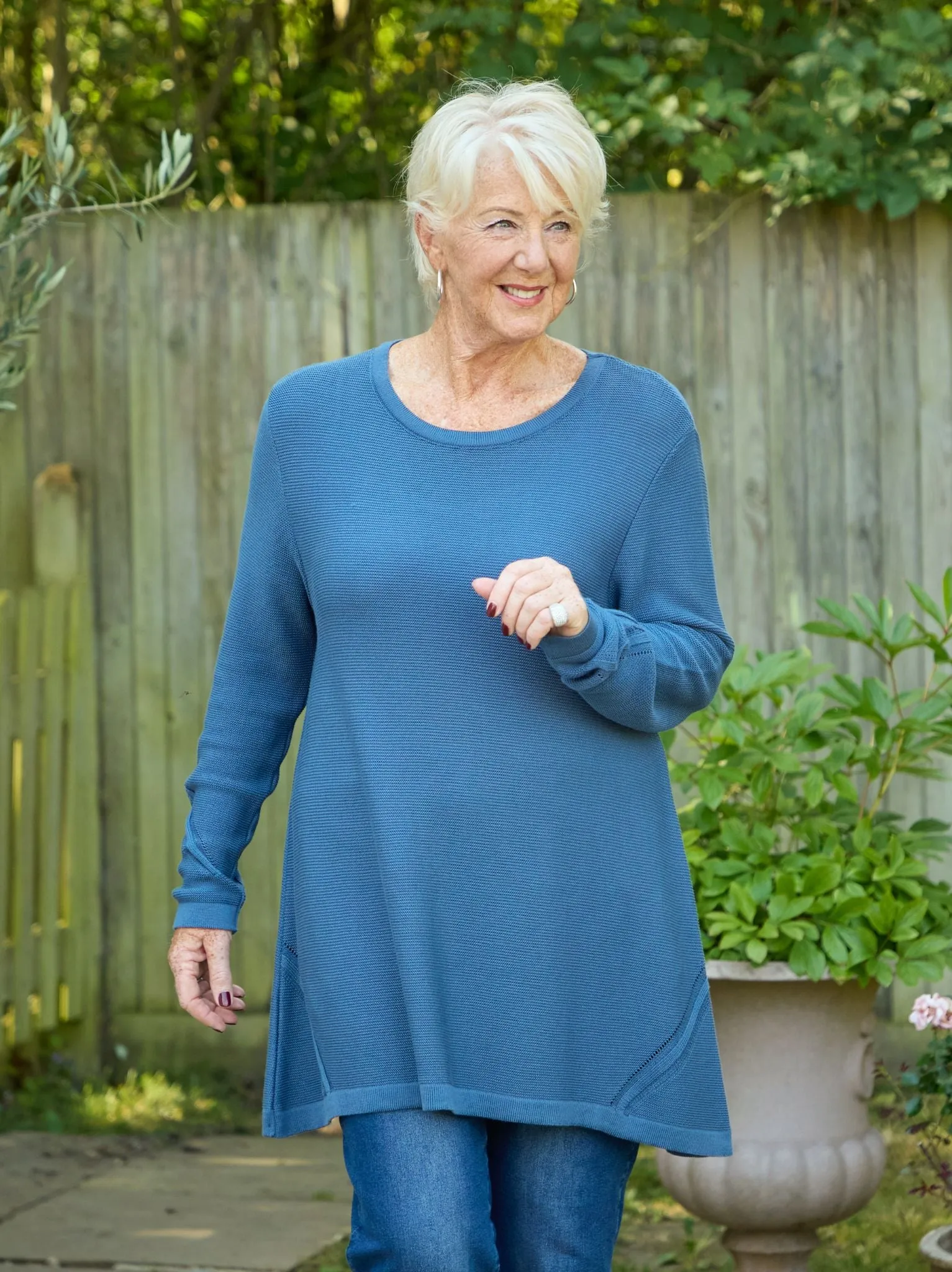 ZeroWaste Manufacturing BreathableKnit Fabric Margaret Knitted Jumper - Denim Blue