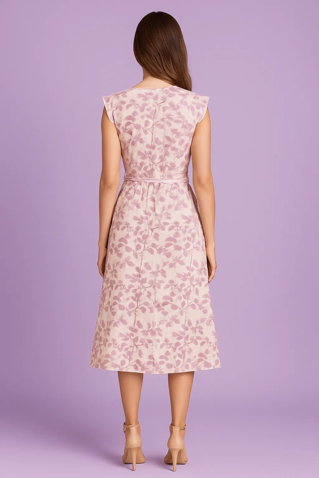 Fleur White Printed Ruffle Midi Dress Puff-Sleeve