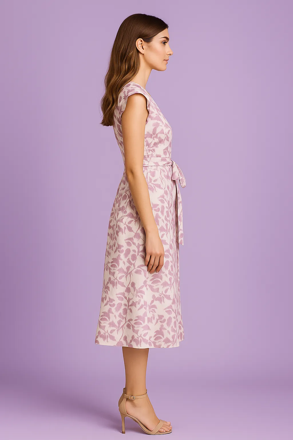 Fleur White Printed Ruffle Midi Dress Casual Style Wear Day-to-evening dress