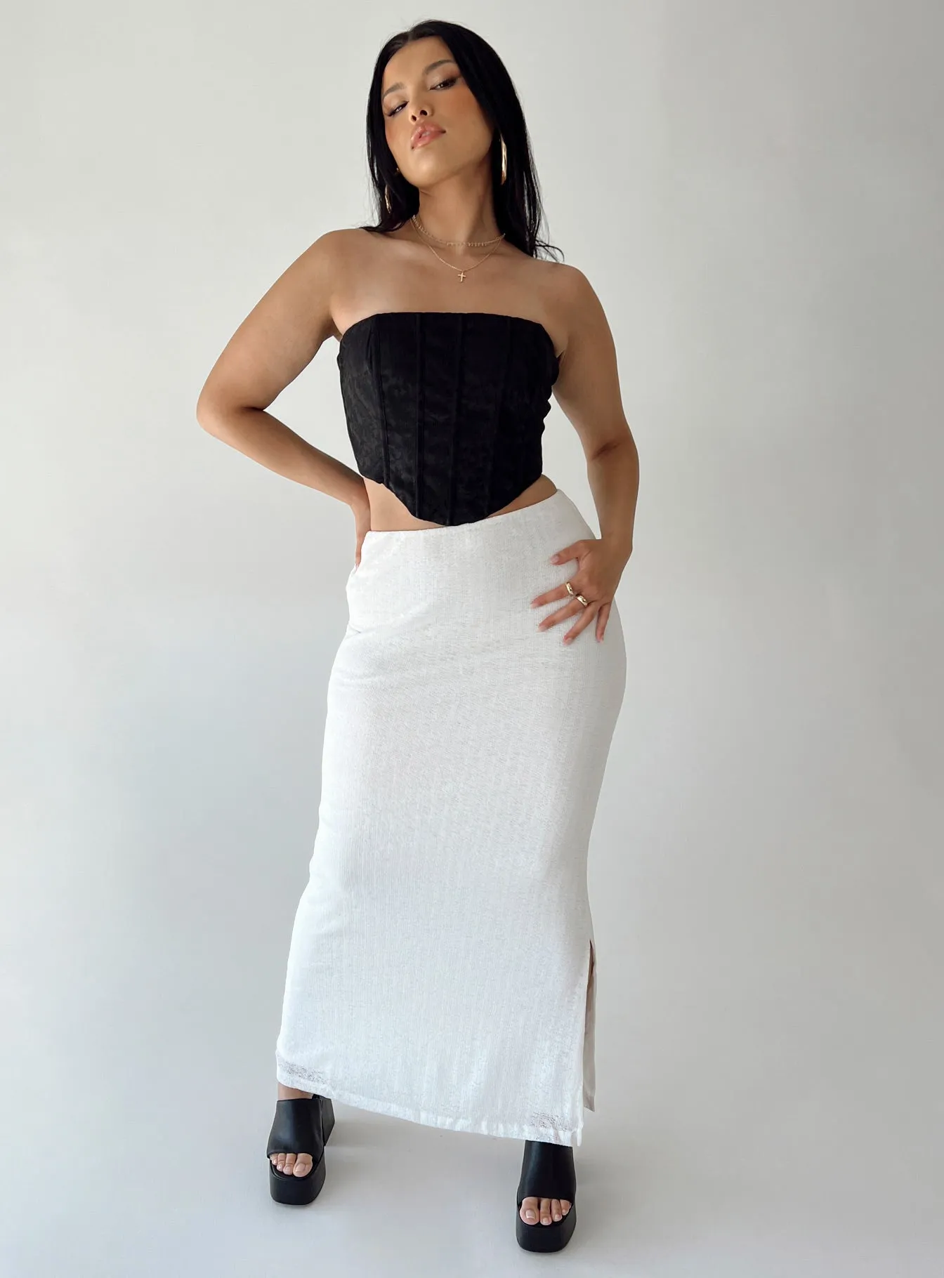 Clean Aesthetic Maynard Maxi Skirt White
