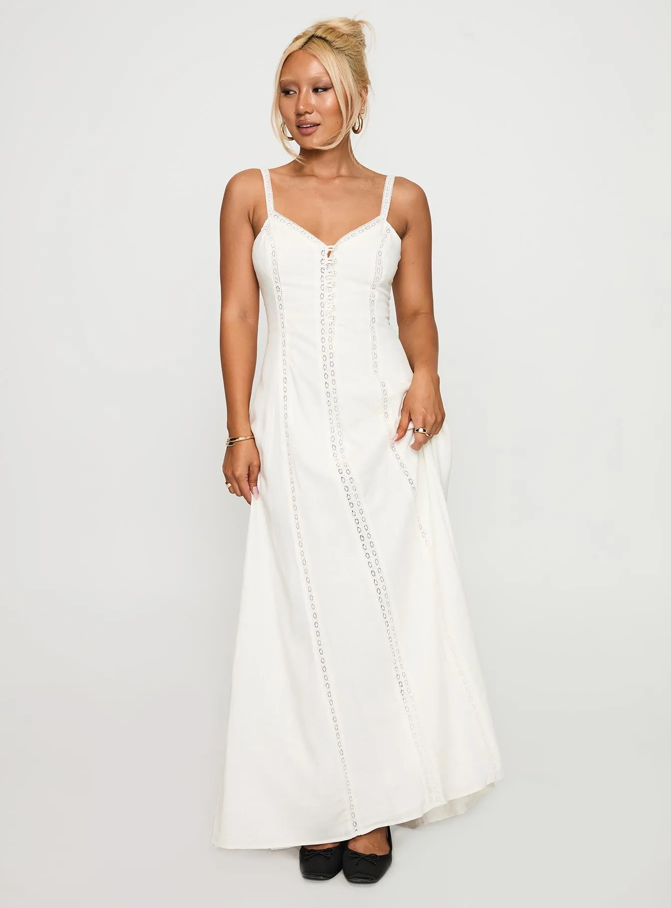 Draped-Style Mercie Maxi Dress White