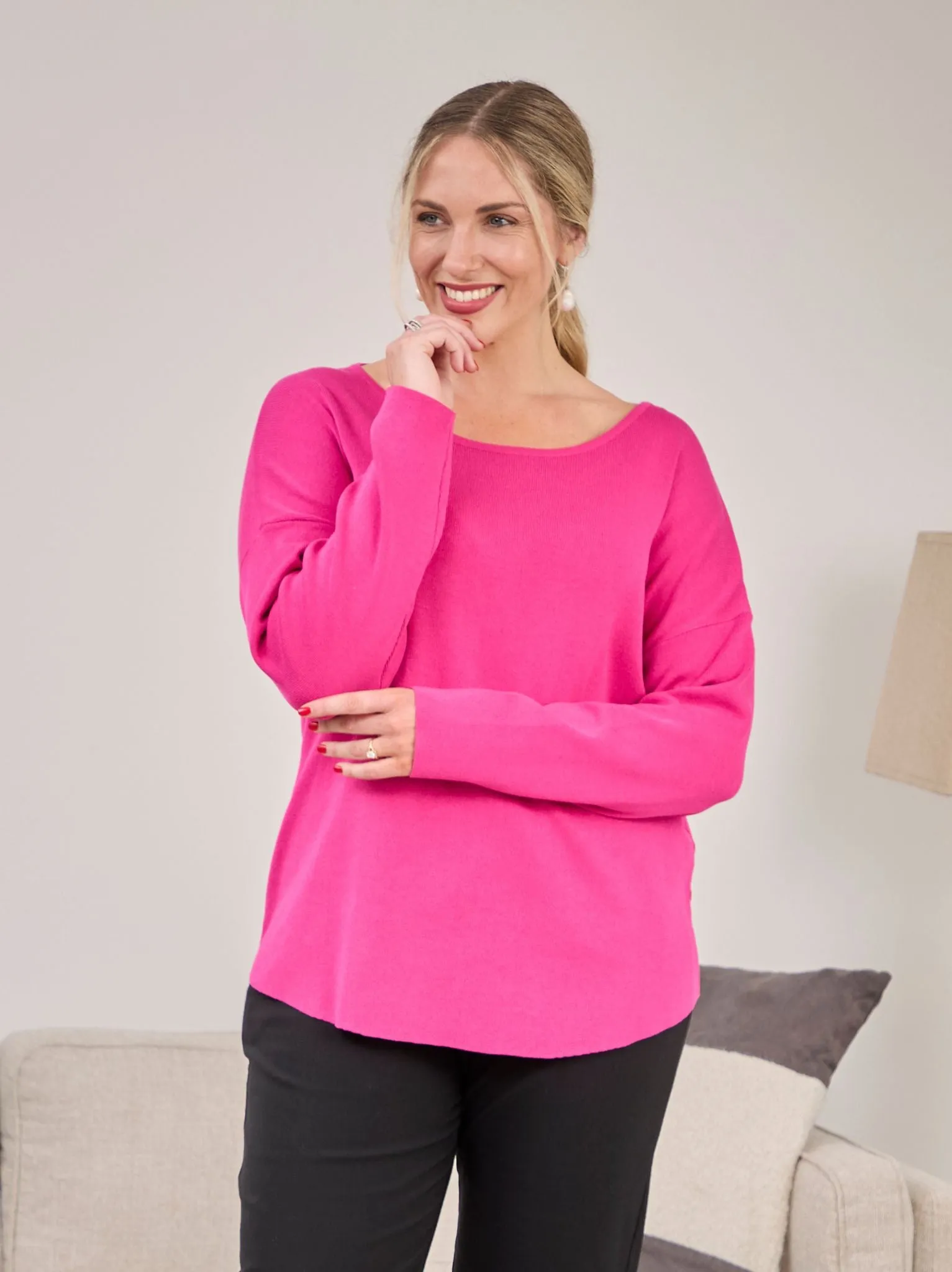 Loopwheel Construction Leisure Look Mette Knitted Jumper - Pink
