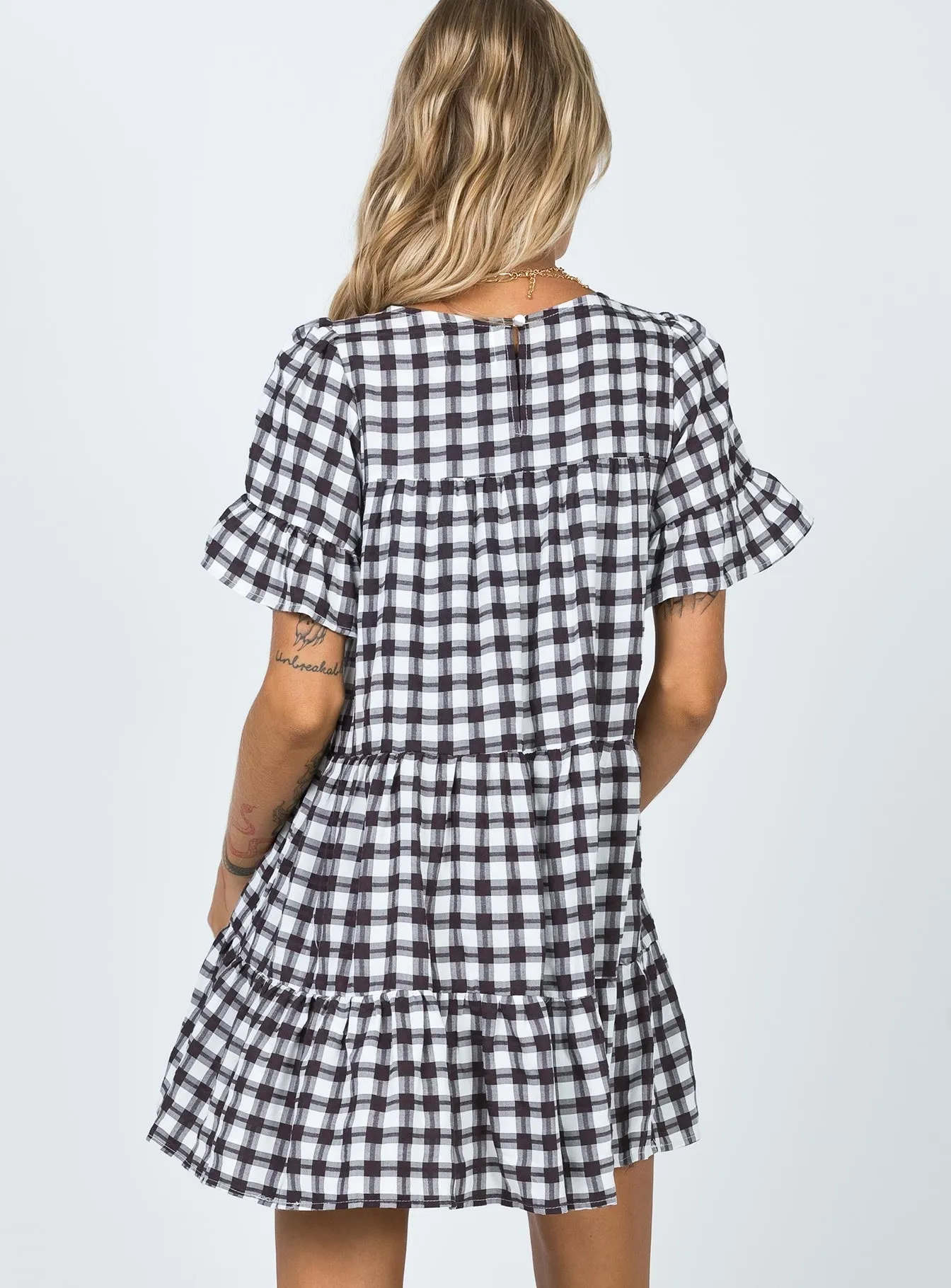 Miami Check Mini Dress Black Office Casual Fashion-Forward Fit