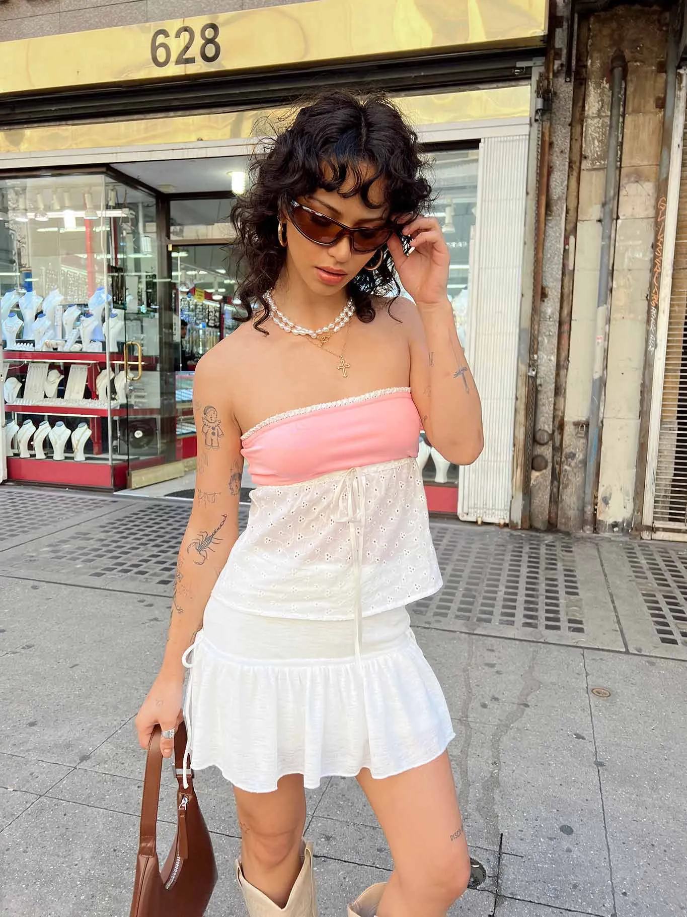 Unisex style Casual Comfort Mid Morning Mini Skirt Ivory