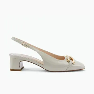 Mika Slingback Heel | Ivory Leather Tuxedo Heels