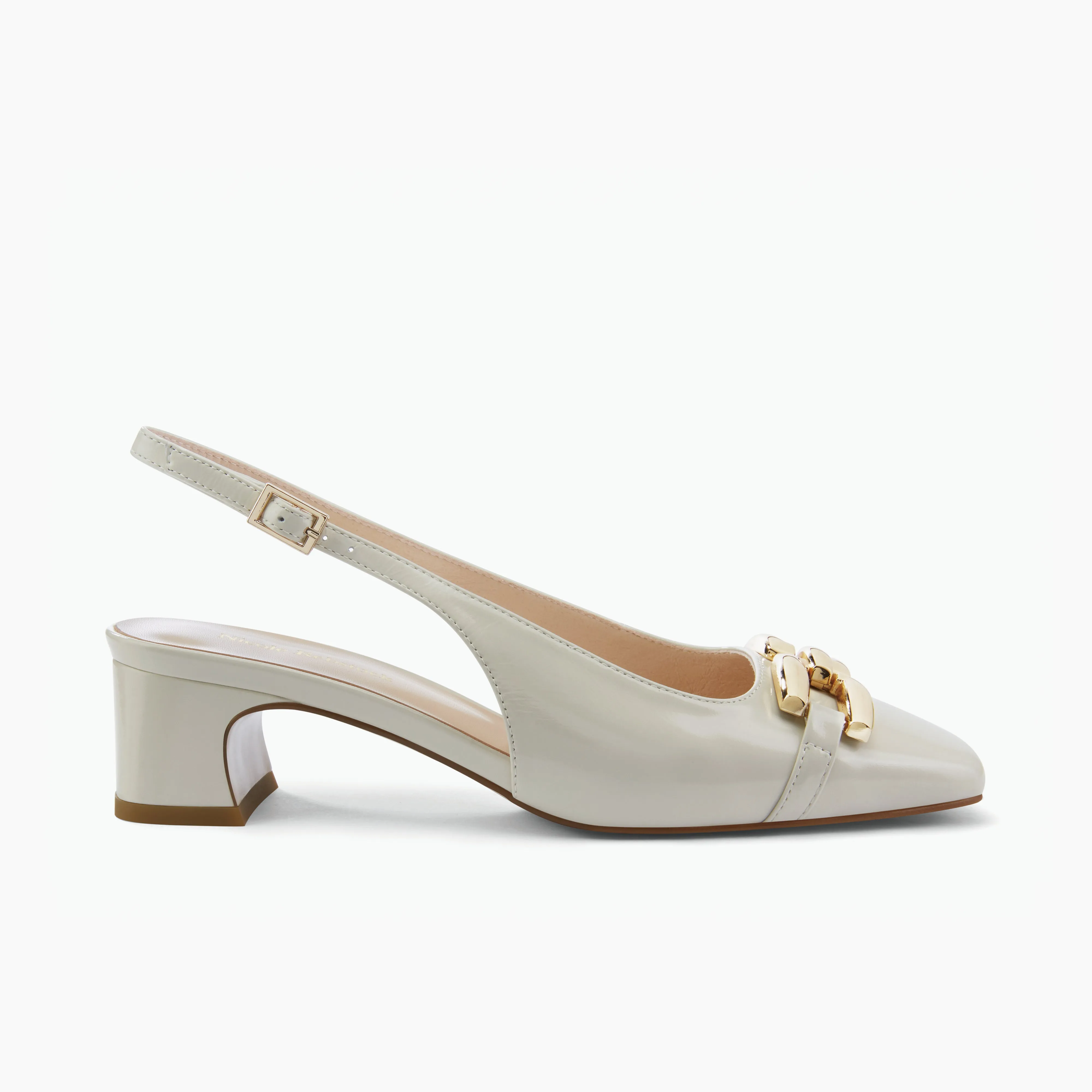 Mika Slingback Heel | Ivory Leather Tuxedo Heels
