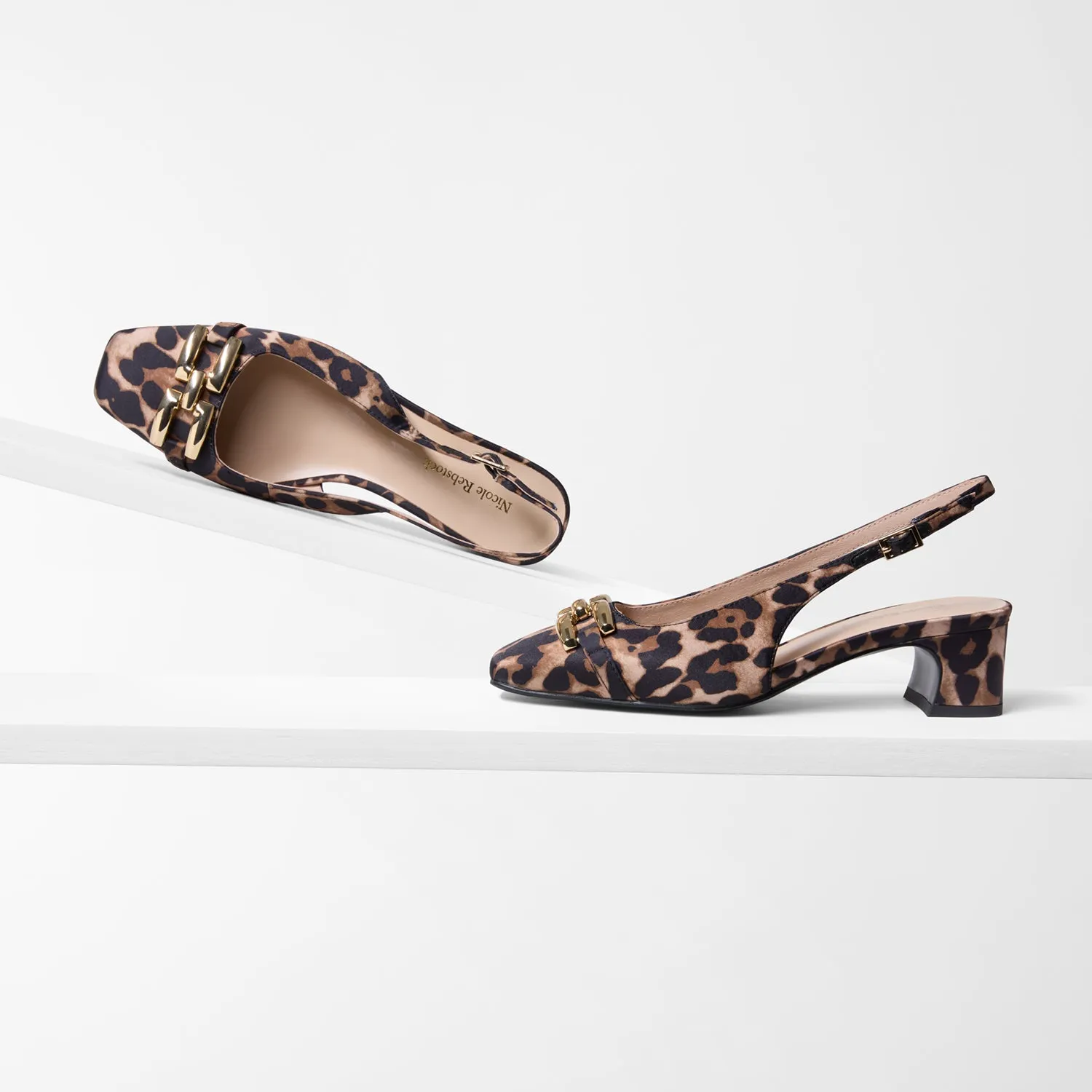 Mika Slingback Heel | Leopard Print Satin Calm Style