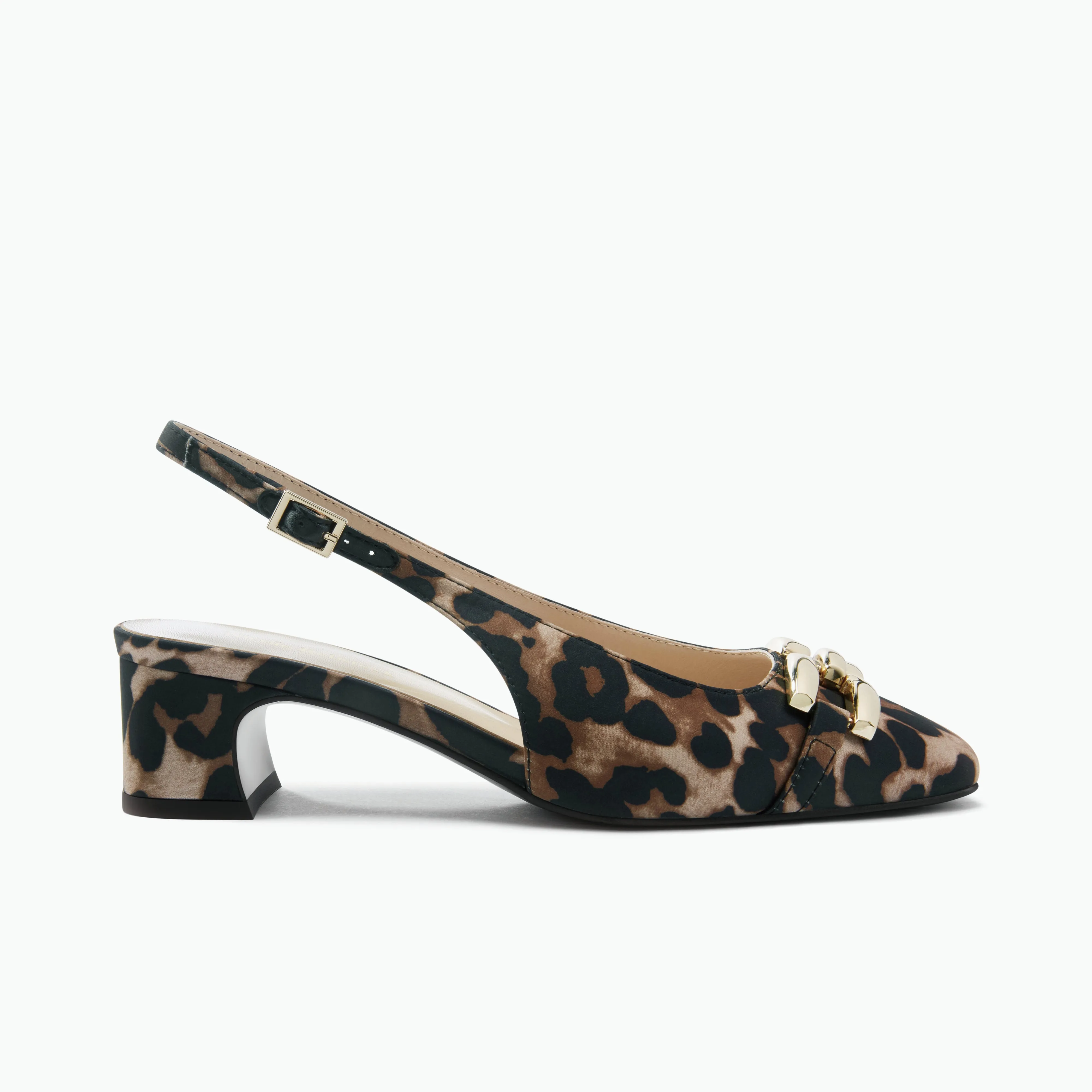 Laced Comfortable Straps Mika Slingback Heel | Leopard Print Satin