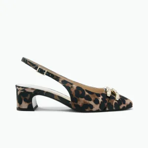 Laced Comfortable Straps Mika Slingback Heel | Leopard Print Satin