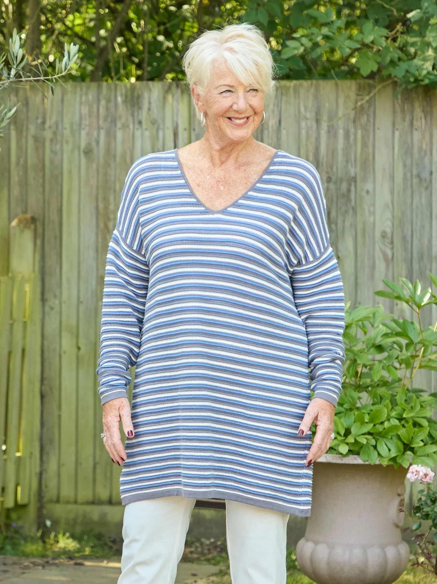 Year Round Simple Comforted Miley Organic Knit Jumper - Denim/Grey