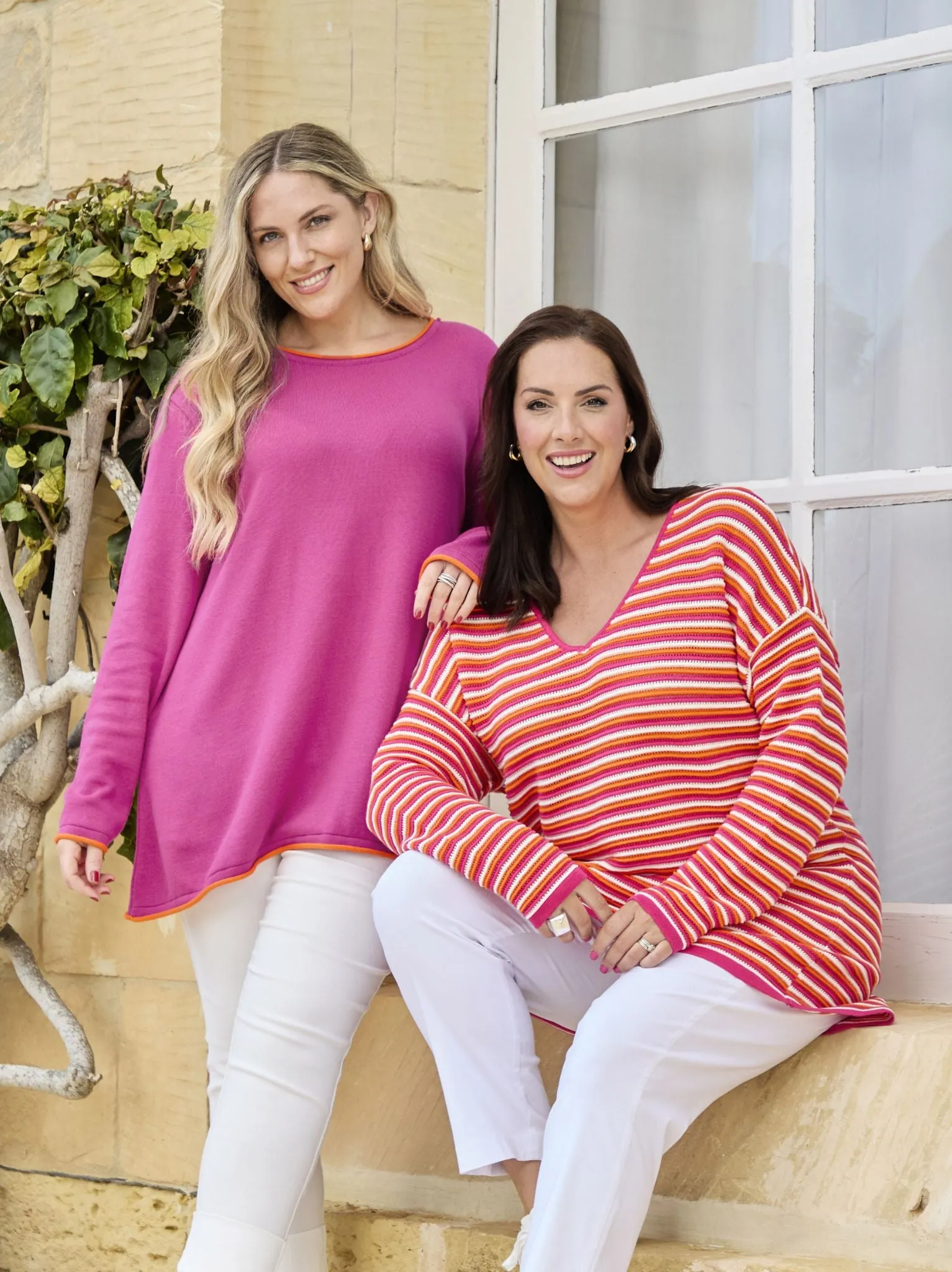 Miley Organic Knit Jumper - Fuchsia/Orange Heat Retention Lining