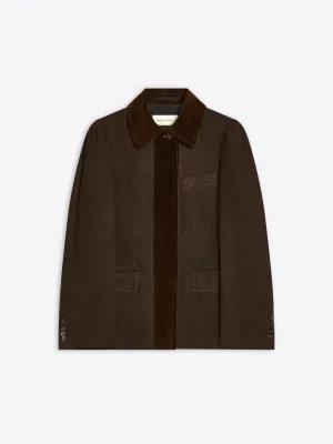 Hollow Fiber Fill Knee Length Dyed denim blazer