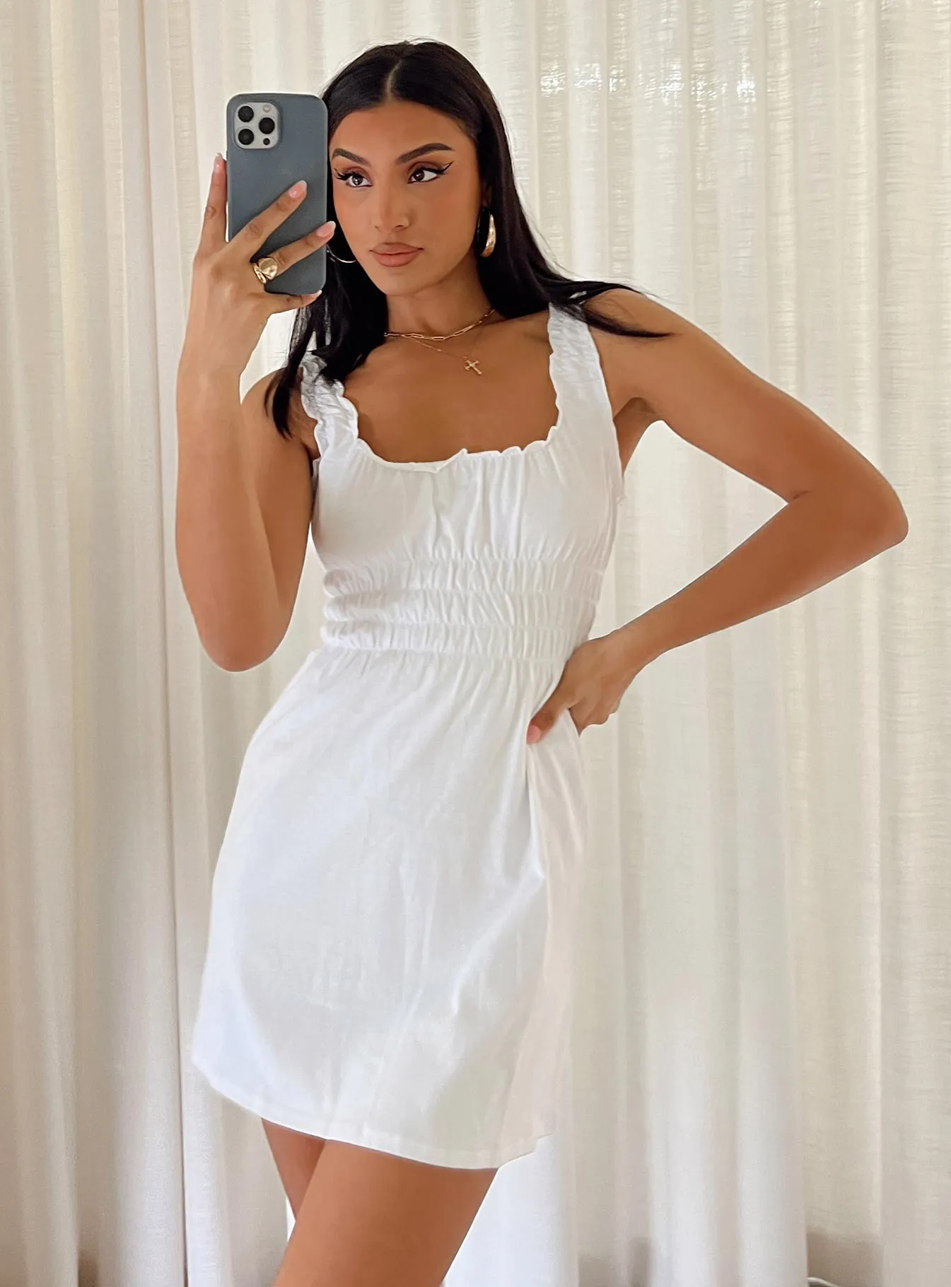 Mindy Mini Dress White Light Blend