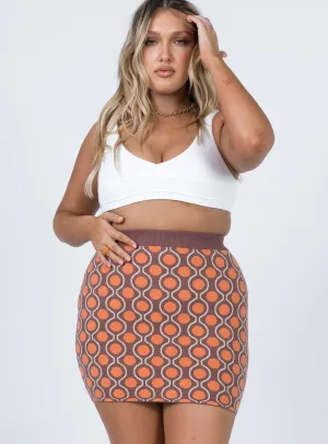 Double Layered Design Fashion Style Sunset Mini Skirt Brown/ Red