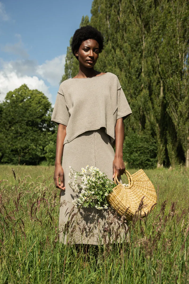 Mio-Leigh Recycled Cotton Blend Knitted Skirt in Natural AntiFadeTechnology LowMaintenance