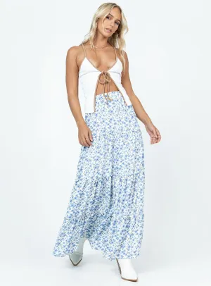 Miriah Maxi Skirt Blue Floral Soft Finish Built In Shorts