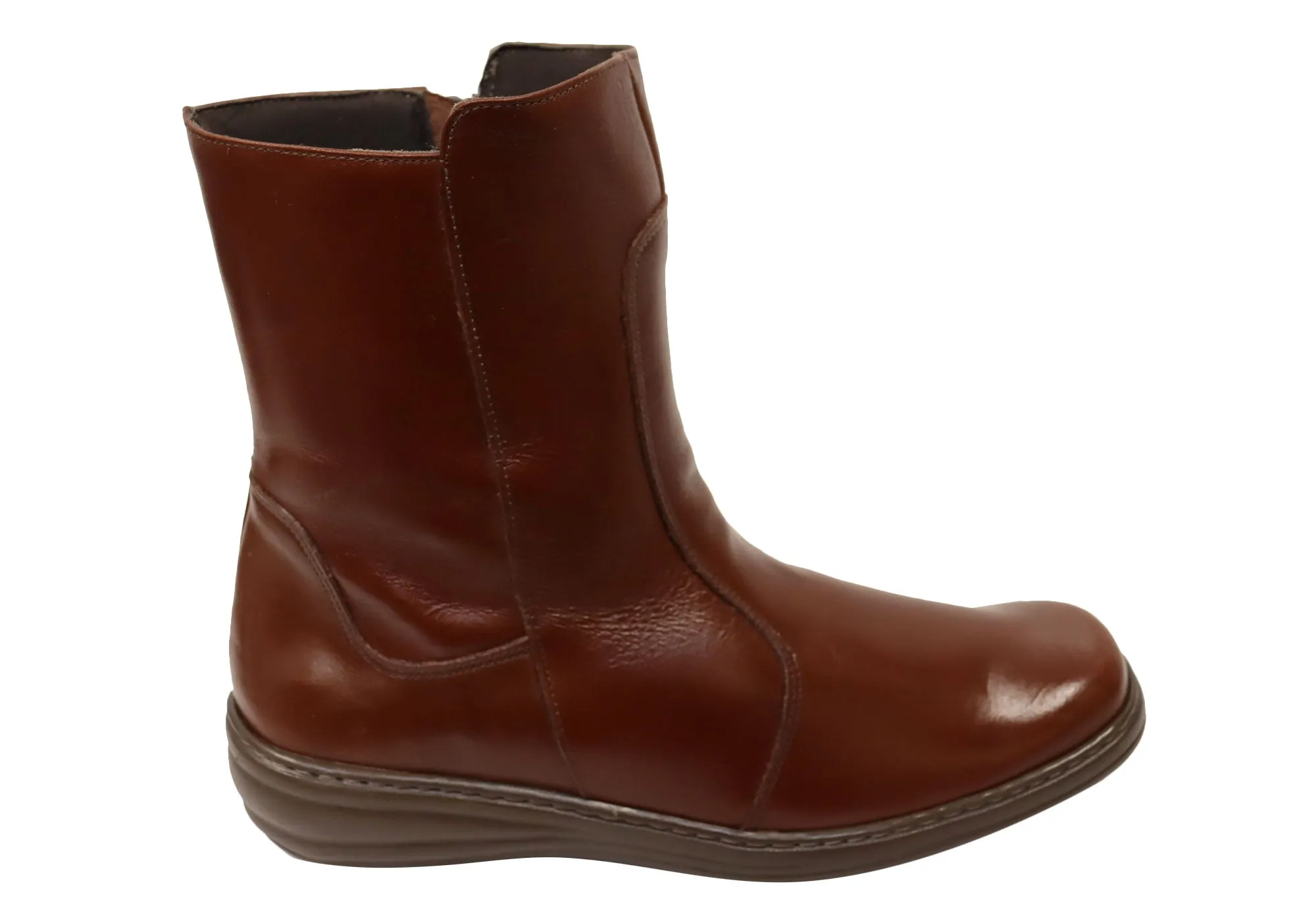 Mironneli Lorrie Womens Comfortable Brazilian Leather Mid Calf Boots Anti blister