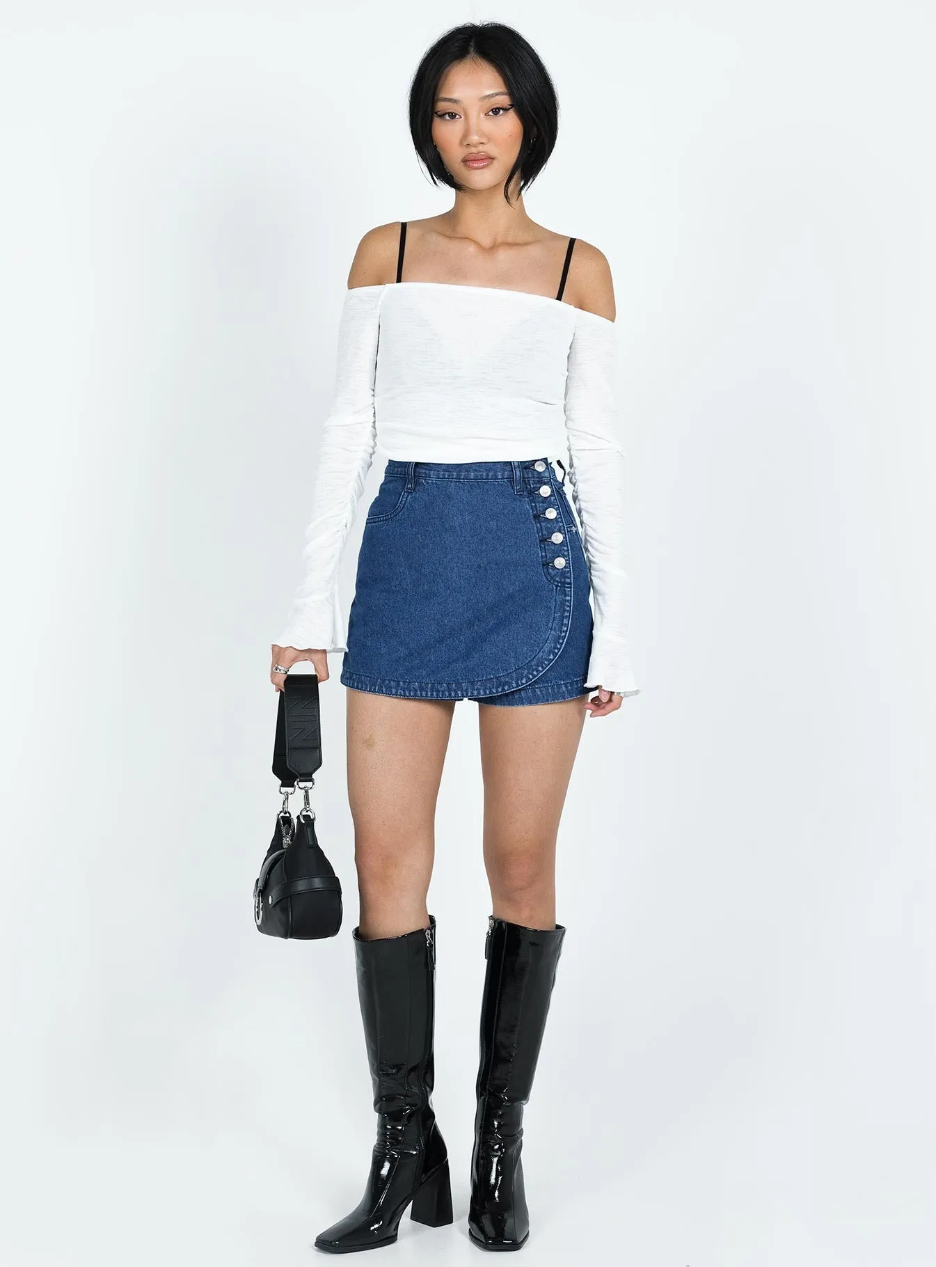 Foldable Packability Spring Brunch Moda Skort Dark Wash Denim