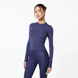 Second Skin Long Sleeve Top I Midnight Blue wrinkle free