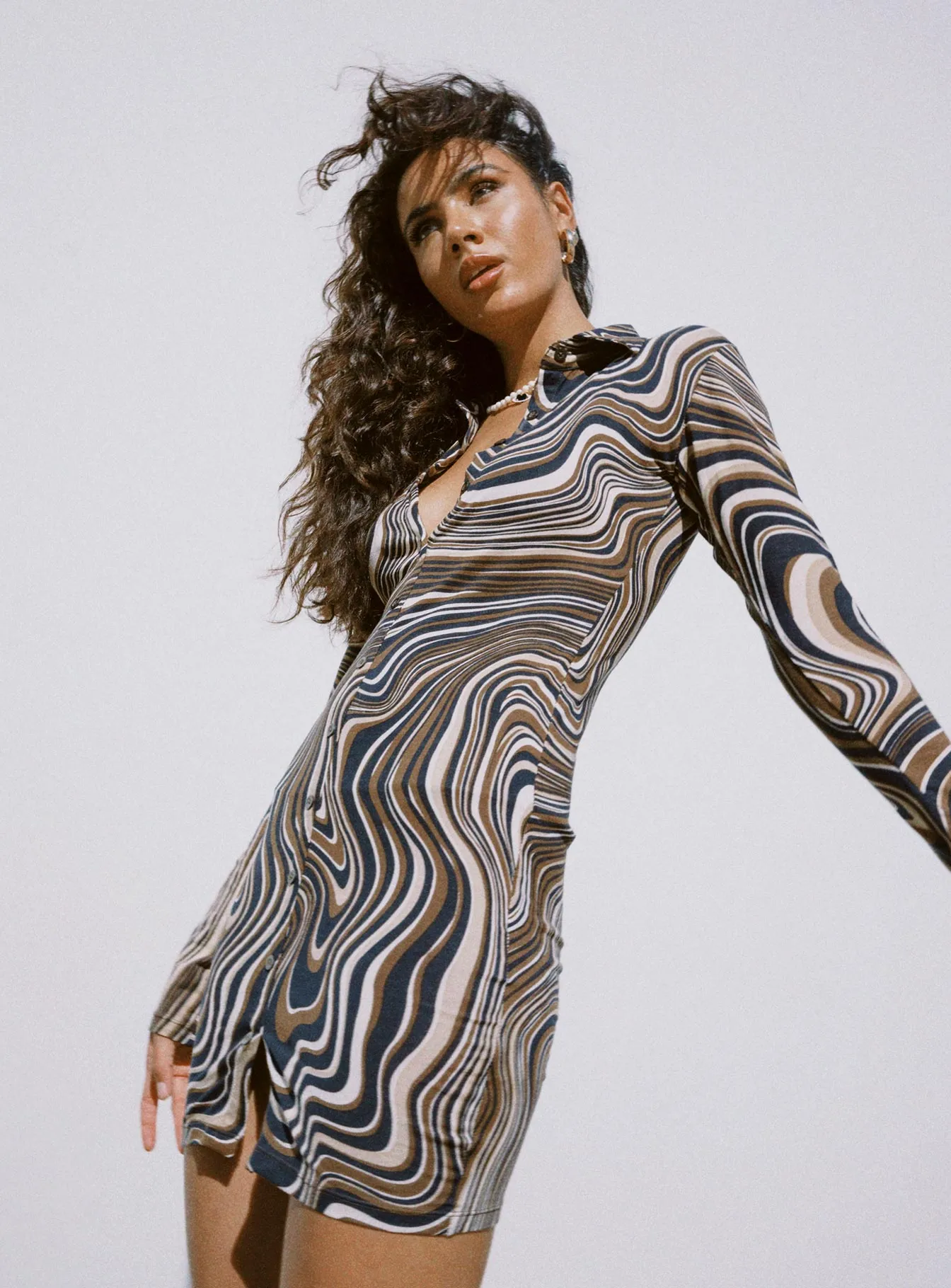 Motel Avaya Dress 70's Ripple TearResistantFabric