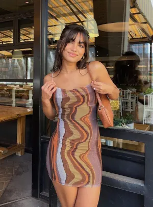 Motel Bexley Dress Earthy Gradient Brown Chic Design Casual Tones