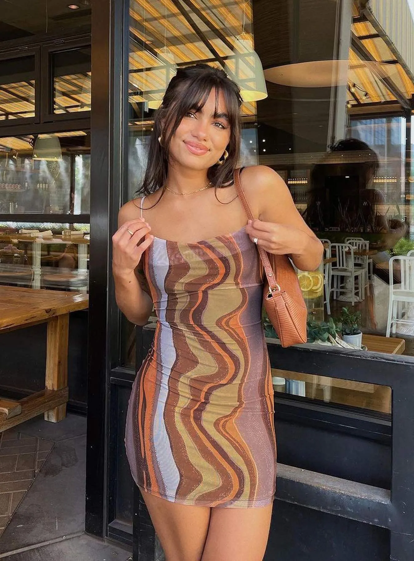 Motel Bexley Dress Earthy Gradient Brown Chic Design Casual Tones