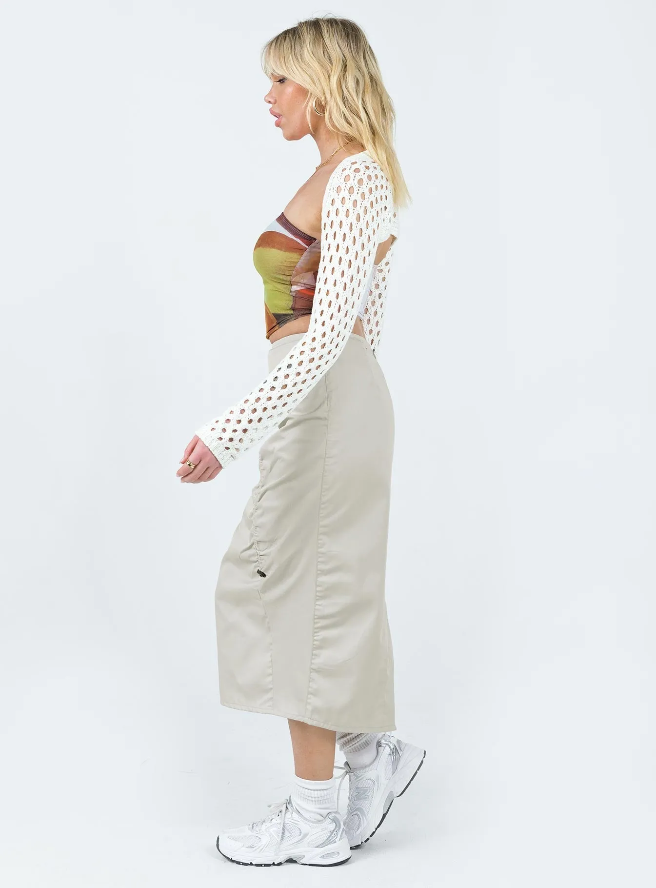 Reimagined Classic Celebrity Style Motel Enore Skirt Oat