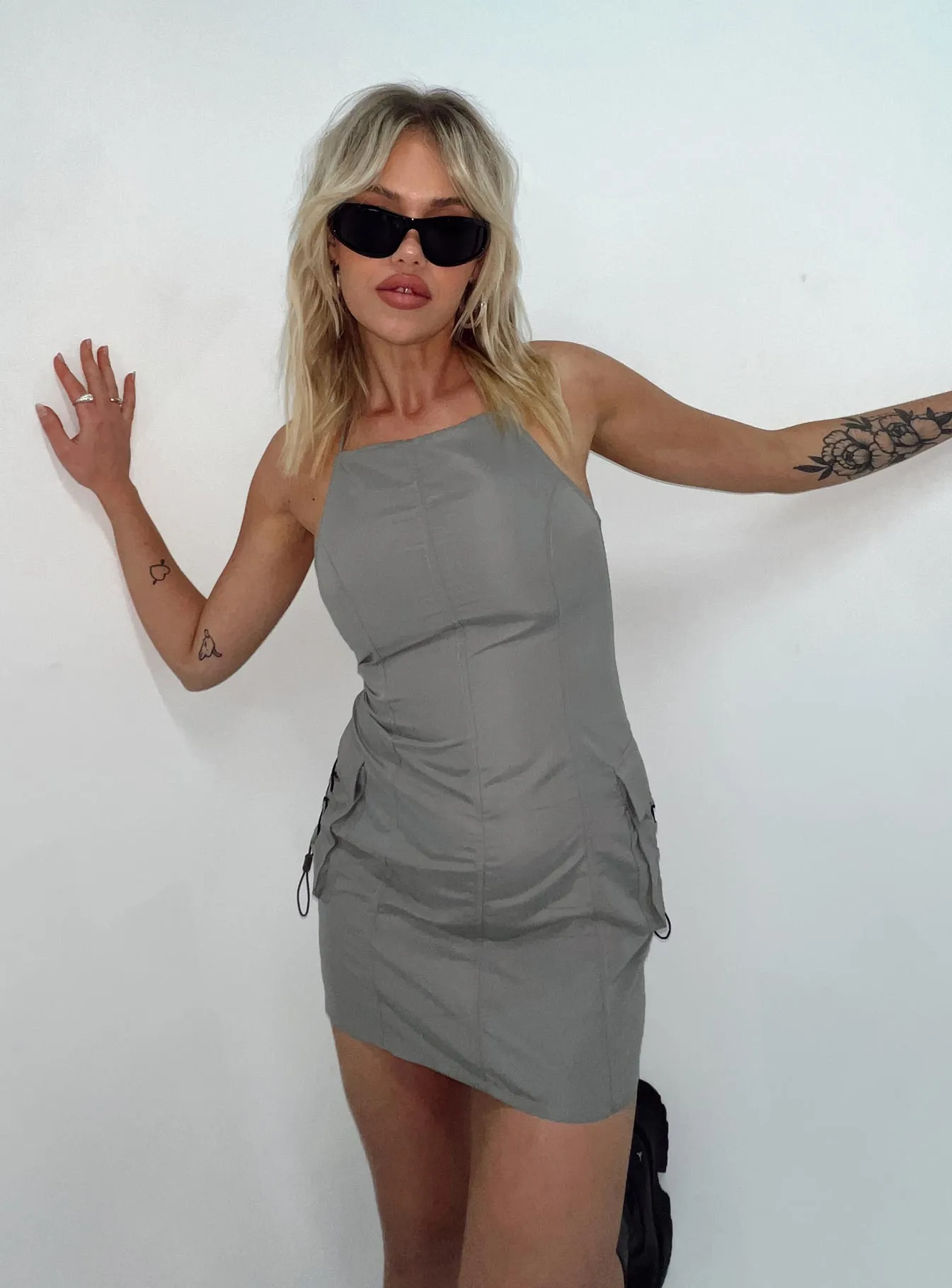 Motel Schmidt Mini Dress Grey Urban Style Lounge Comfort