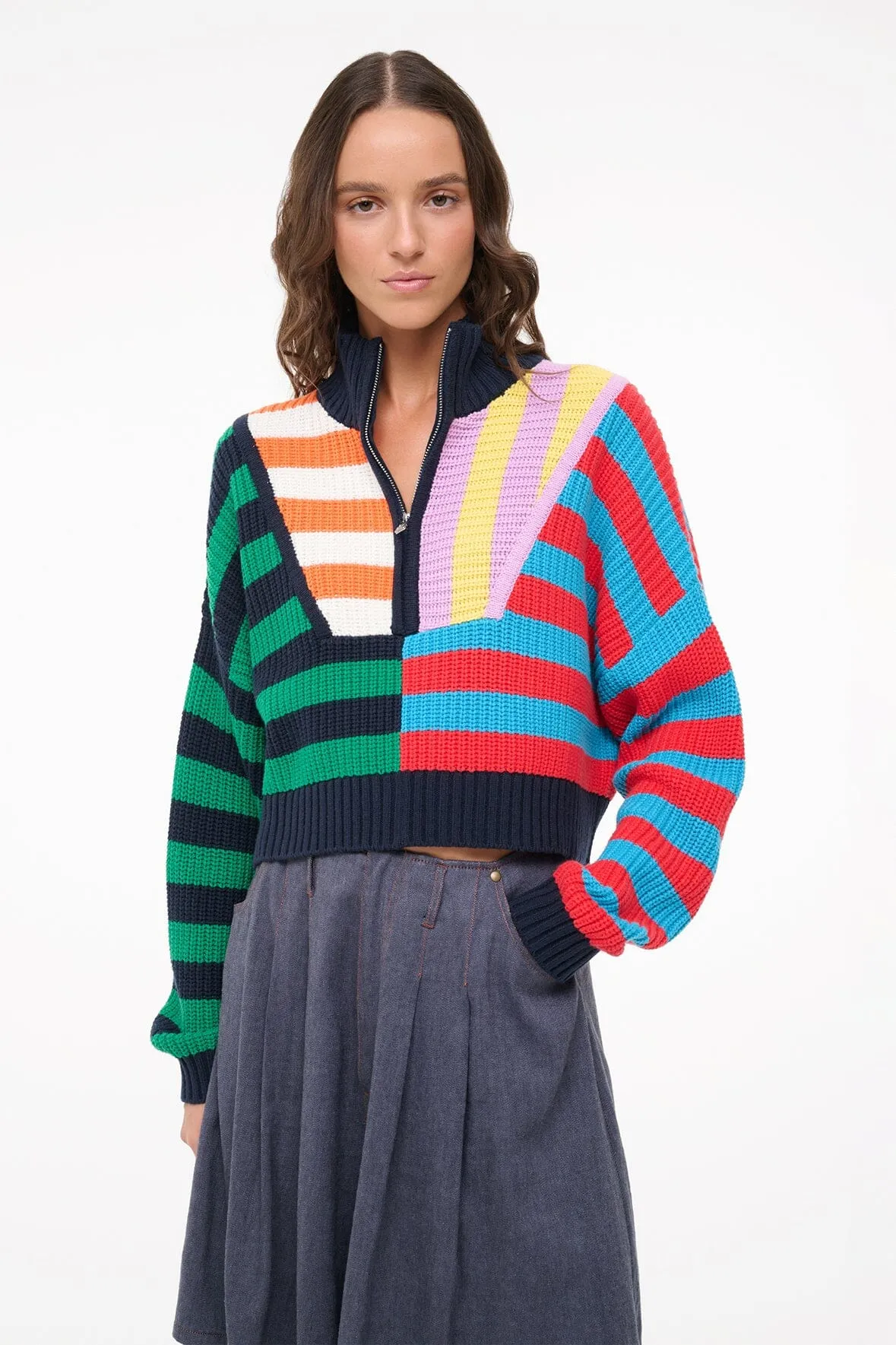 CROPPED HAMPTON SWEATER | CABANA STRIPE MULTI OdorResistant