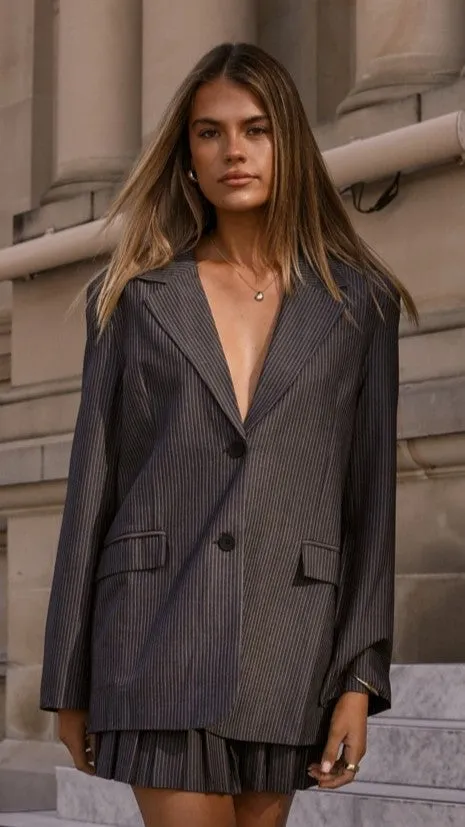 Ventilation System Climate Responsive Textile MVN - Newport Pinstripe Blazer - Dark Grey