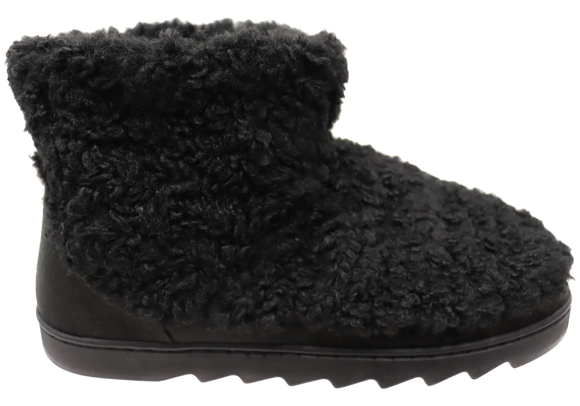 Dearfoams Womens Comfortable Whitney Teddy Bootie Slippers Versatile Look Shock Absorbing Cold Weather Commuter