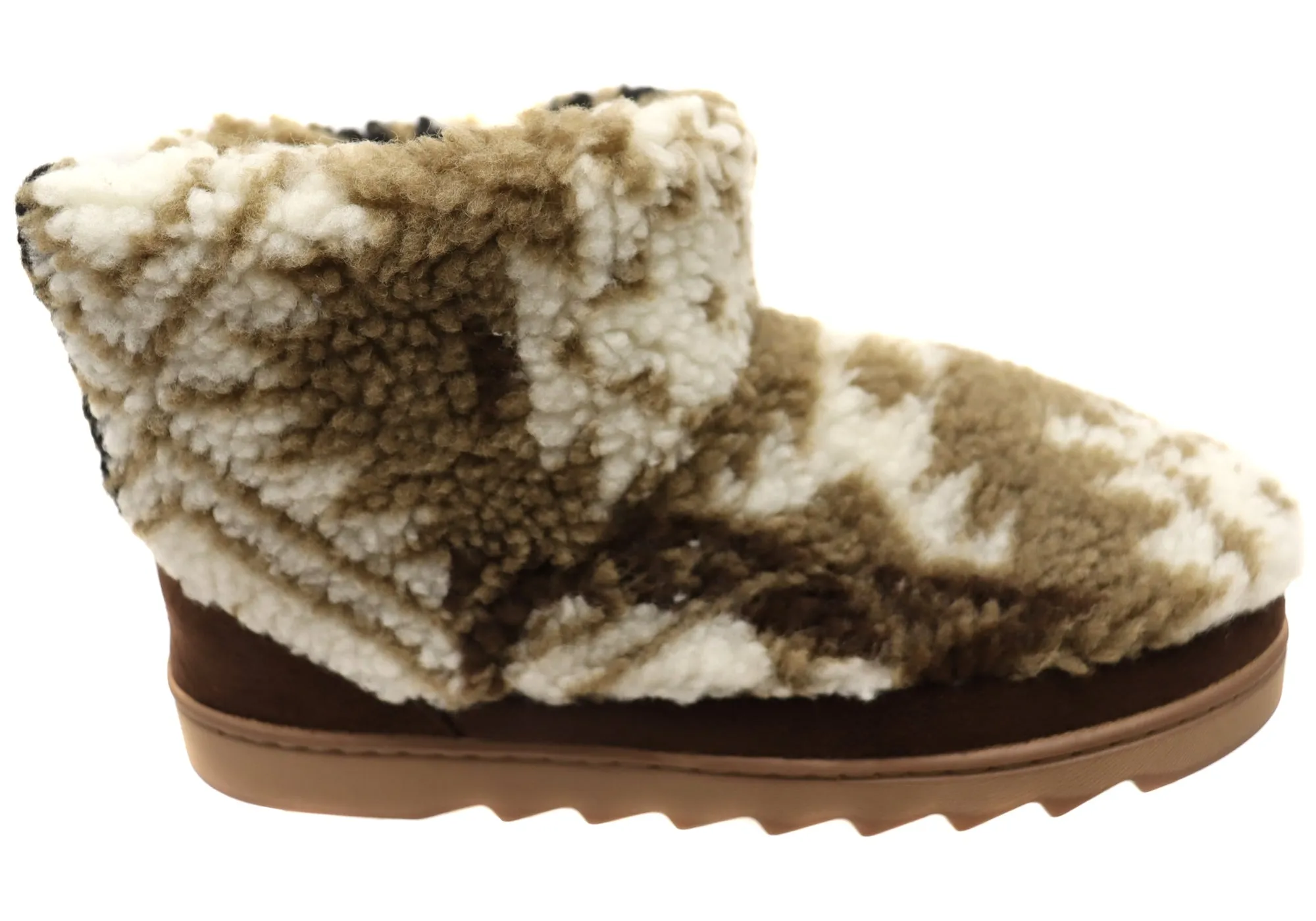 Dearfoams Womens Comfortable Whitney Teddy Bootie Slippers Casual Day