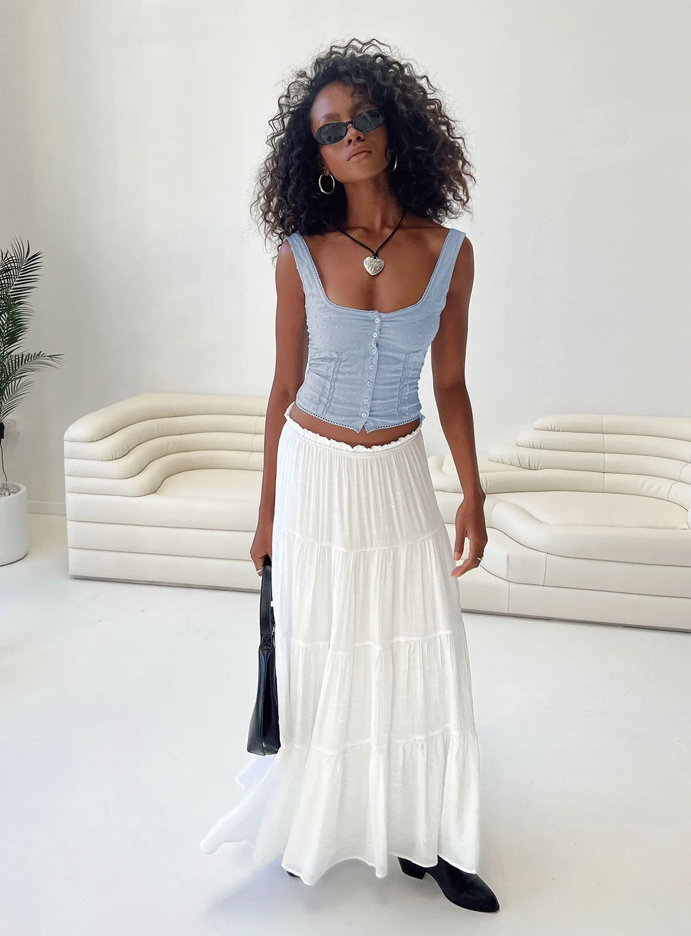 Fashion Collab Adjustable Fastening Mya Maxi Skirt White