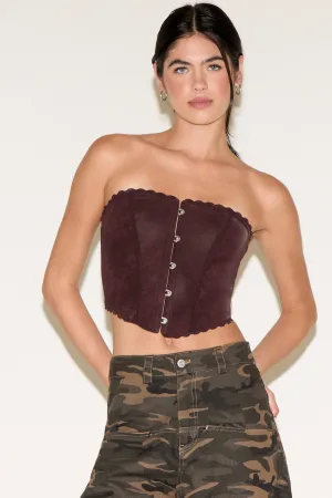 Non Restrictive Fit Non Irritating Seams LACE TRIM CORSET SUEDE TUBE TOP