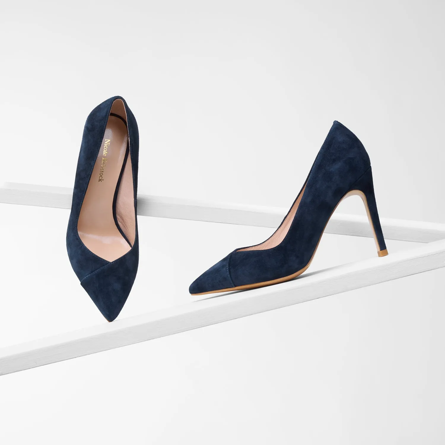 Naples Heel | Navy suede Vintage Vibe synthetic material