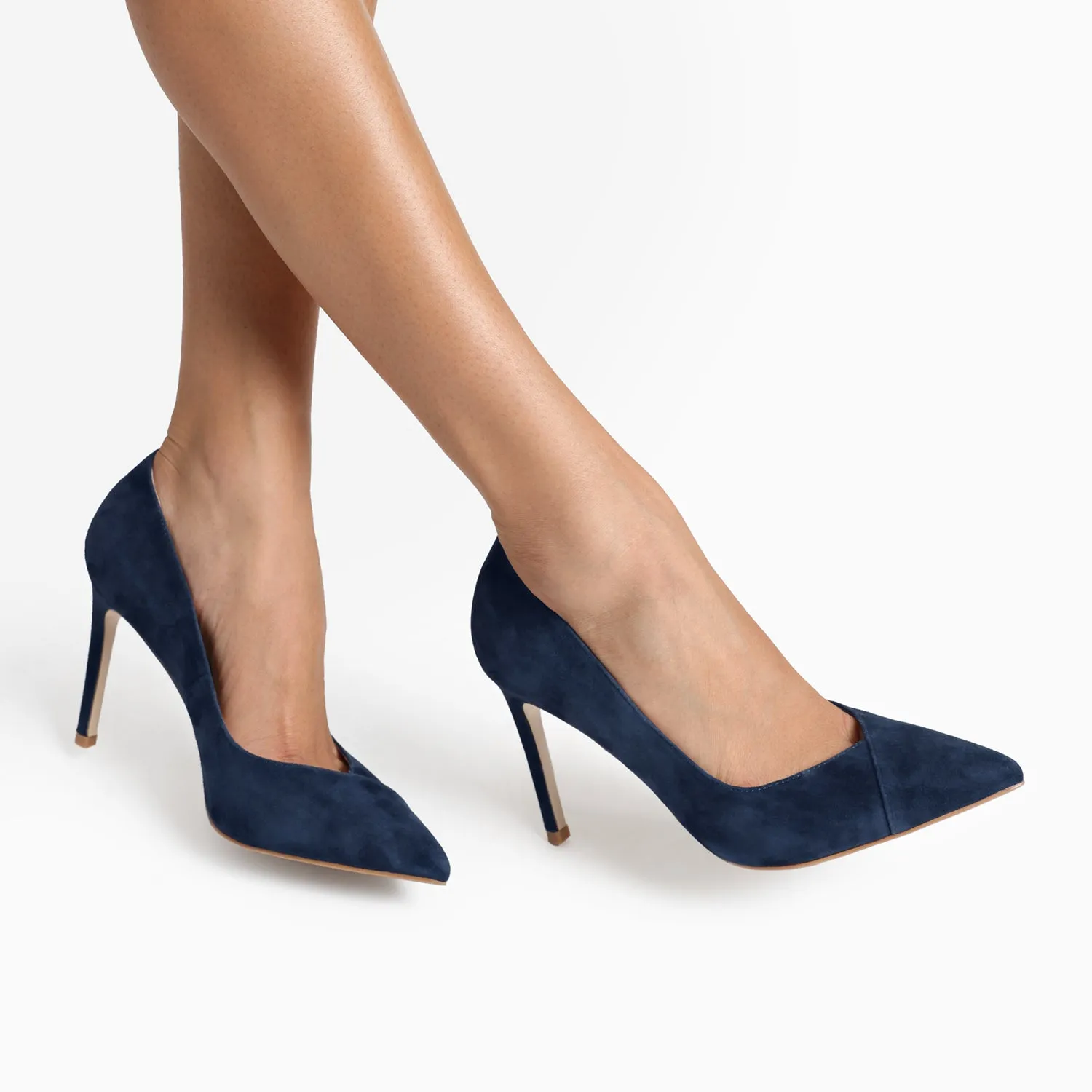 Polished Feel Sleek Shoes Naples Heel | Navy suede