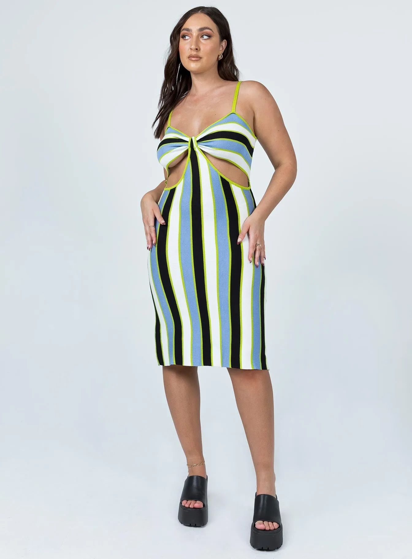 Parker Mini Dress Multi Stripe Light Blend Ruffle Detail