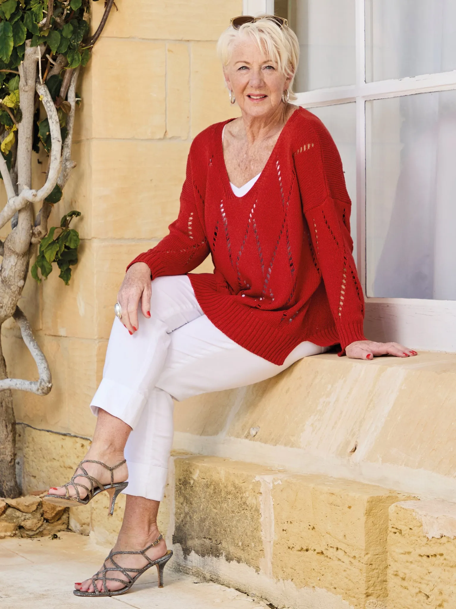 Perfect Layer Lightweight texture Frida Open Knit Jumper - Terracotta