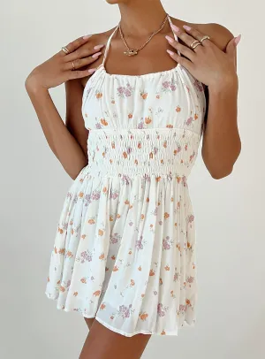 Emery Floral Halter Romper Multi Delicate Lines