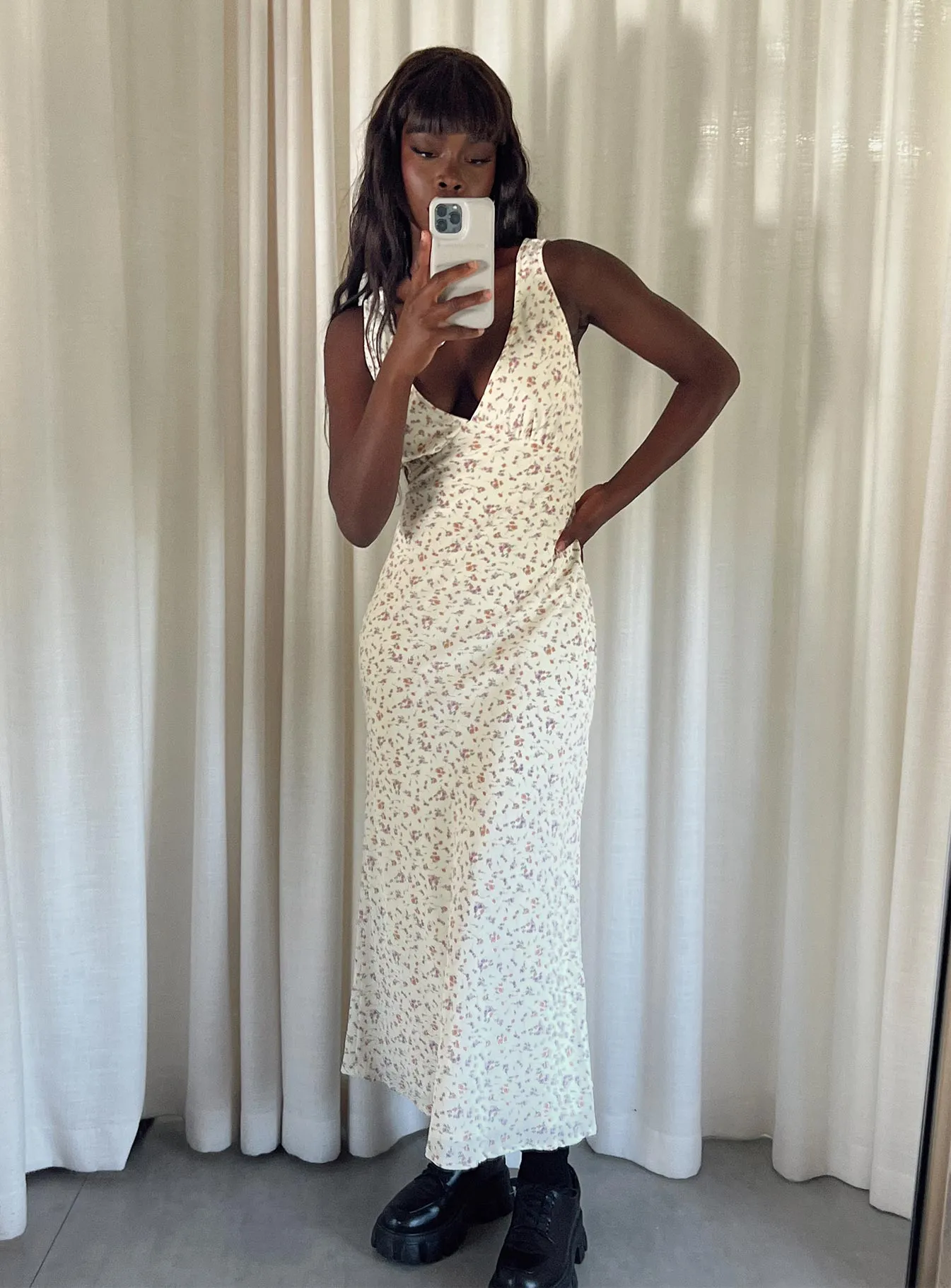 Nellie Maxi Dress Cream Trendy Vibe