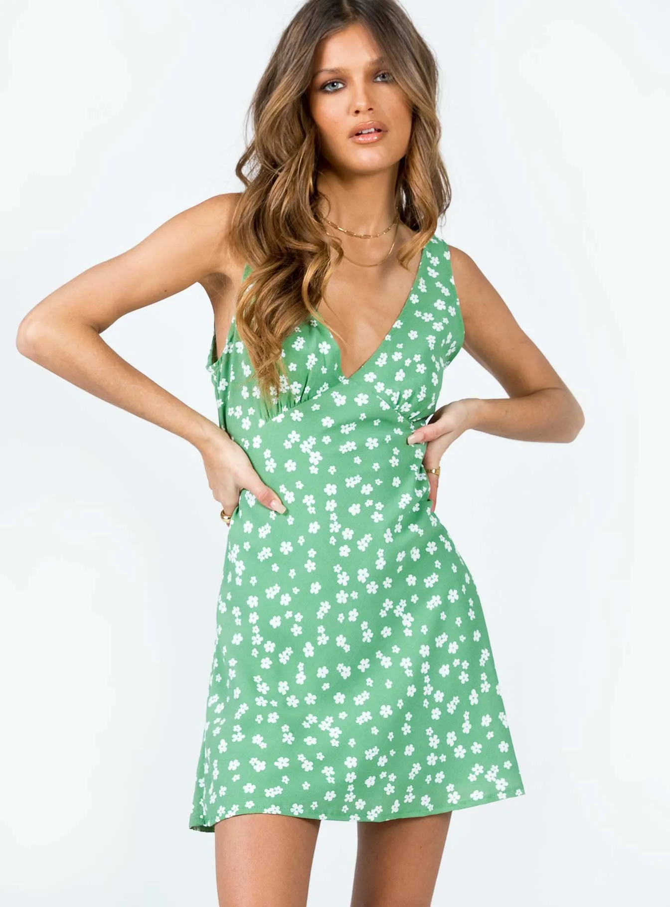 Lightweight Comfort Nellie Mini Dress Sage Floral