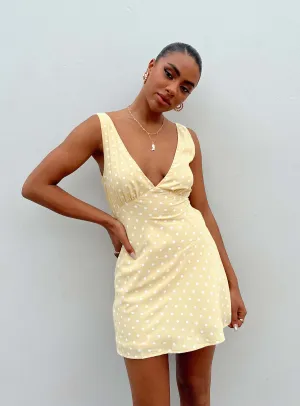 Nellie Mini Dress Yellow Polka Dot Brunch Tone