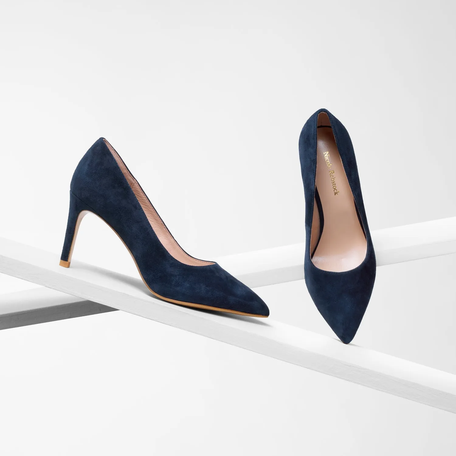 Nemesis 78mm Heel | Navy Suede Wedge Heel