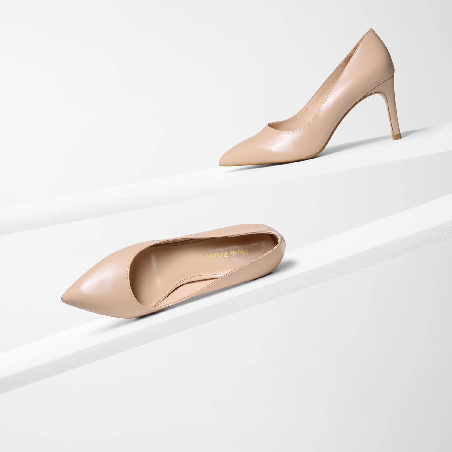 Nemesis 78mm Heel | Nude Leather Lace Up Style Evening Stilettos