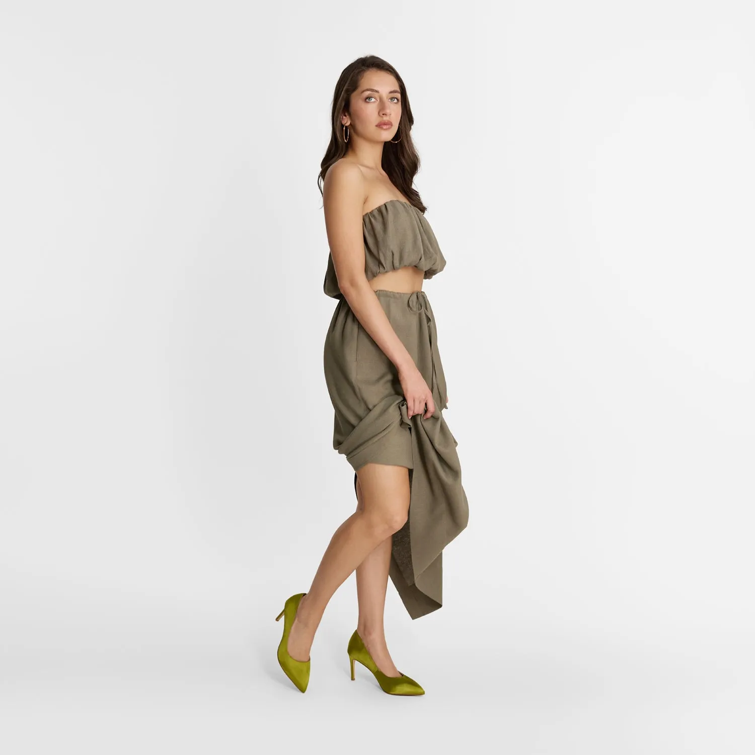 Nemesis 78mm Heel | Zest Green Satin Holiday Heels Pink High Heels