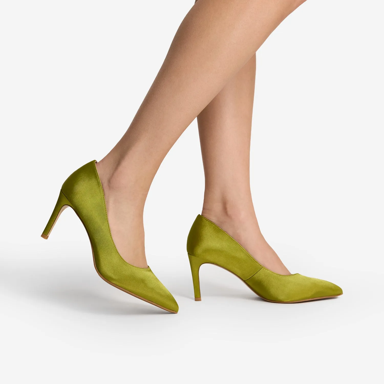 Nemesis 78mm Heel | Zest Green Satin Formal Pumps Autumn Sandals