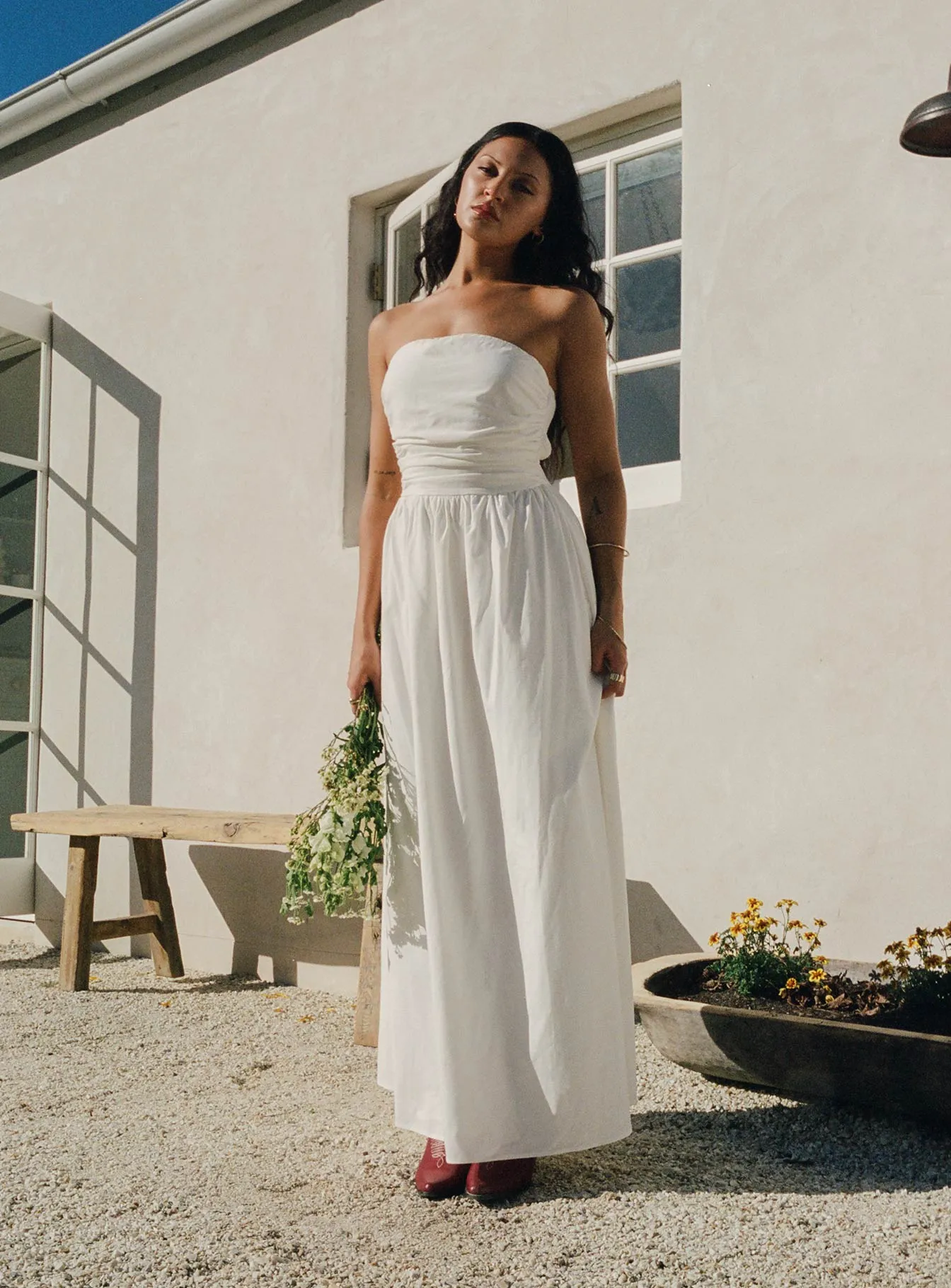 Chic Casual Wear Nicia Strapless Maxi Dress White